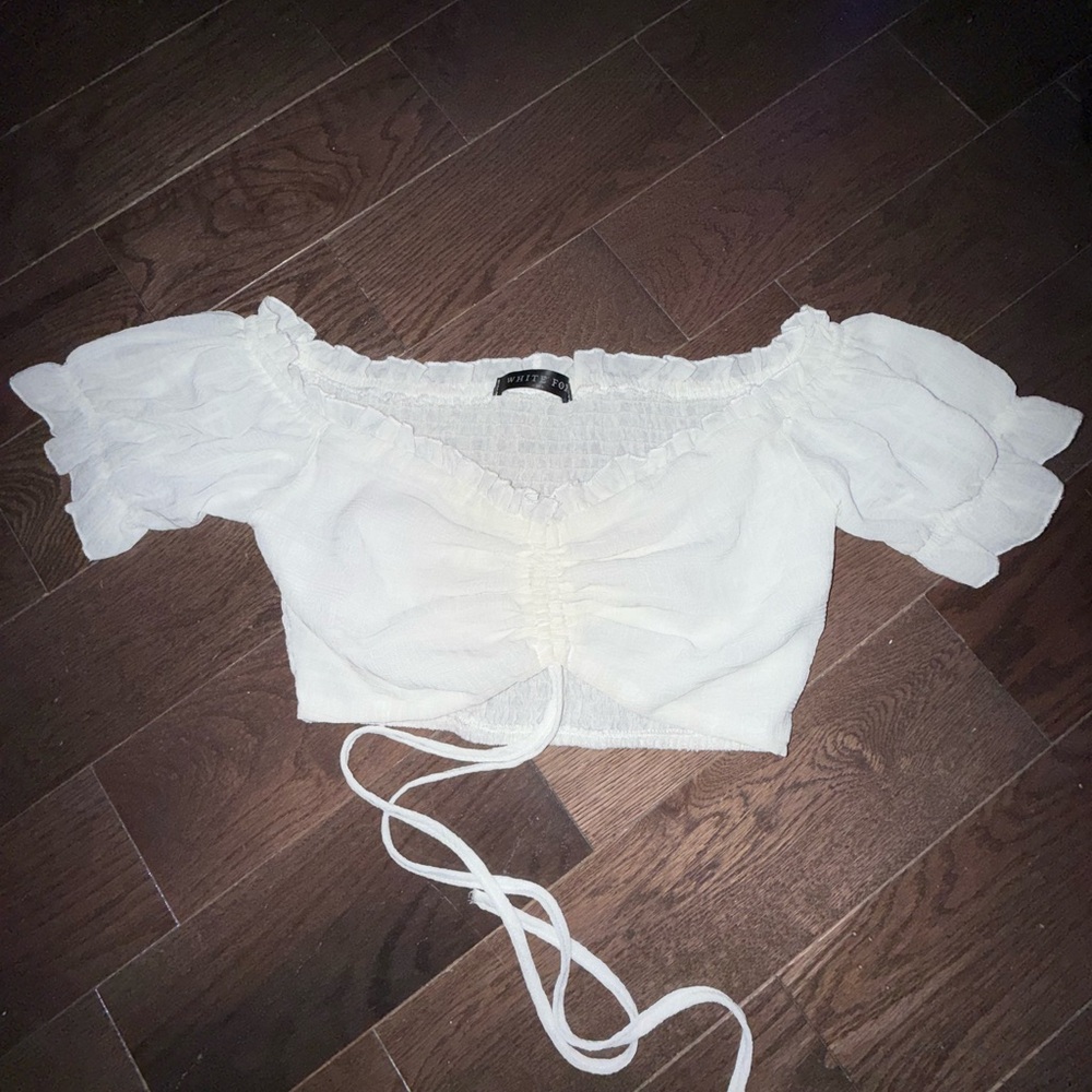 White Fox Boutique White Ruffle Crop Top
